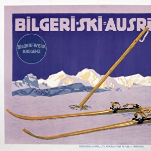 Poster advertising Bilgeri ski equipment
