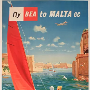 Poster, Fly BEA to Malta