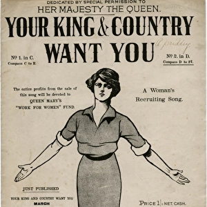 Sheet music cover, Your King & Country Want You