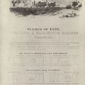 Stockton and Darlington 1837 Railway Timetable - The Rocket