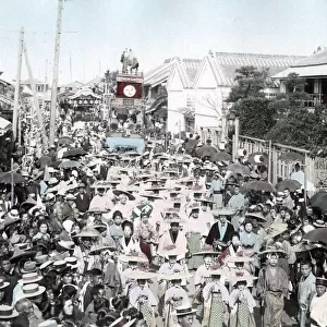Street procession, festival or carnival, Japan, c. 1890 Vintage late 19th century