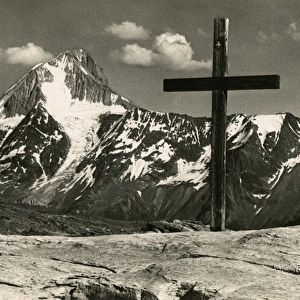 Swiss Alps - Wooden Cross in Mountains - Switzerland