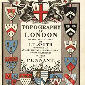 Title page with calligraphy and heraldic shields