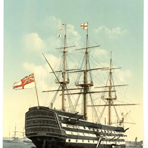 The Victory (Nelsons Flagship), stern, Portsmouth, England
