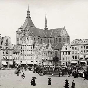 A view of the square in Rostock, Germany