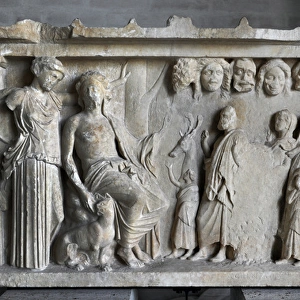 Votive stele depicting a sacrificial procession to Dionysus
