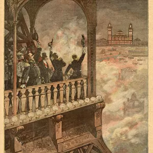 Watching a firework display to celebrate the Franco-Russian festivities, from the summit of the Tower Date: 1893