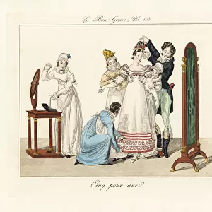 A woman is pampered by her staff