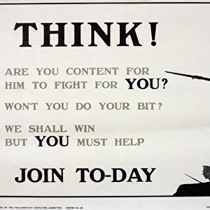 WWI Poster, Think!... Join Today