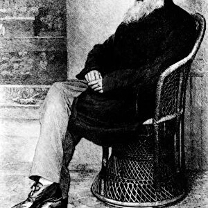Engraving of Charles Darwin in 1874, aged 65