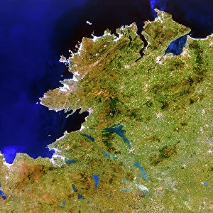 True-colour satellite image of Ulster, Ireland