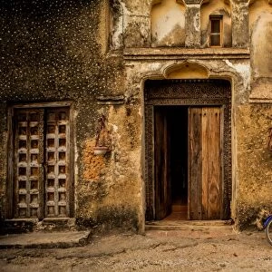 Arabic doorway in Stone Town, UNESCO World Heritage Site, Zanzibar Island, Tanzania
