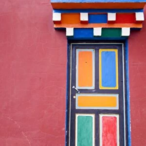 Decorated door, Yushu, Qinghai, China, Asia