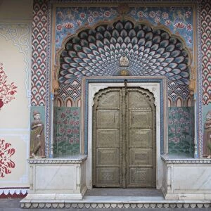 Door, City Palace, Jaipur, Rajasthan, India, Asia