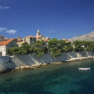 Fortified walls, Old Town, Korcula, Korcula Island, Dalmatia, Croatia, Europe
