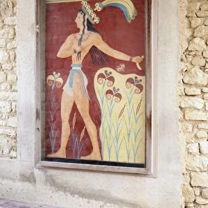 Fresco in Palace of Knossos, Iraklion (Heraklion) (Iraklio), Crete, Greek Islands, Greece, Europe