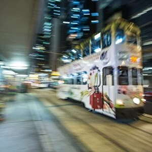 Hong Kong tram at night, Central, Hong Kong, China, Asia