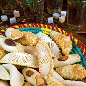 Moroccan biscuits and mint tea, Morocco, North Africa, Africa
