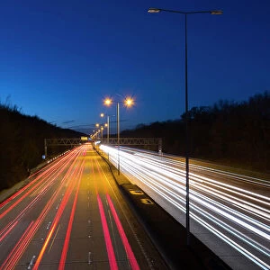 Motorway M25 at dusk, England, United Kingdom, Europe