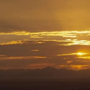 Panoramic view of sunset over mountains in the Namib