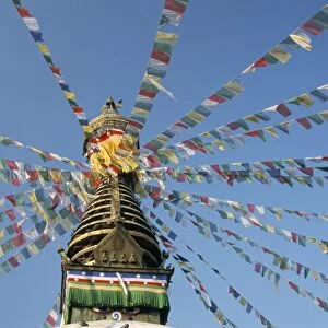 Prayer flags on Boudhanath stupa