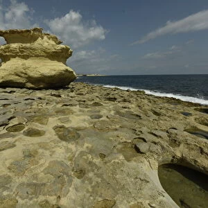 Rock formations at St. Peters Pool near Marsaxlokk, Malta, Mediterranean, Europe
