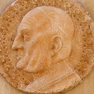 Sculpture depicting Pope John XXIII, Annunciation Basilica, Nazareth, Galilee, Israel