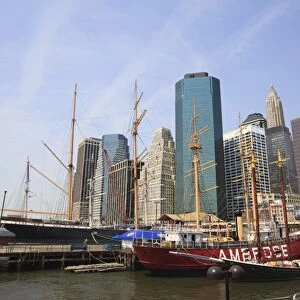 South Street Seaport and Lower Manhattan buildings, New York City, New York