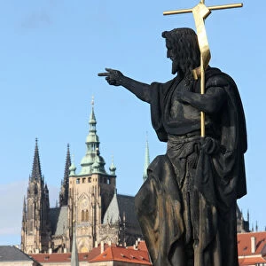 St. John the Baptist sculpture on Charles Bridge, UNESCO World Heritage Site, Prague