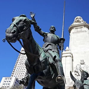 Statues of Don Quixote and Sancho Panza, Plaza de Espana, Madrid, Spain, Europe