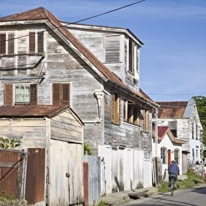 Street with wooden colonial buildings, Fort George District, Belize City