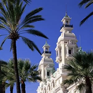 Twin towers of the Casino from the south terrace, with palm trees in foreground