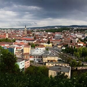 View over Cluj-Napoca from the Citadel Hill with Saint Michaels Church, Cluj-Napoca