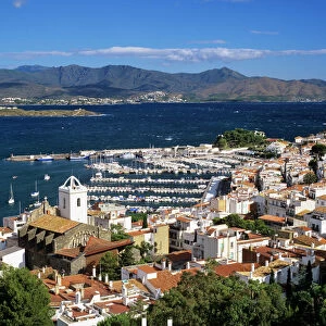 View over town and port, El Port de la Selva, Costa Brava, Catalunya, Spain, Mediterranean