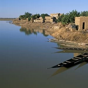 Waterfront on the river, old town, Djenne, UNESCO World Heritage Site, Mali, Africa