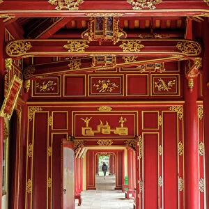 Wooden covered walkways in the Hue Imperial City (Citadel), UNESCO World Heritage Site
