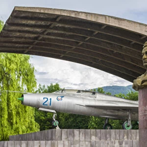 Armenia, Debed Canyon, Sanahin, MIG-21 jet fighter Monument to the birthplace of the