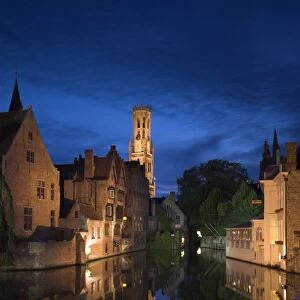 Belfort (Belfry) & River Dijver, Bruges, Flanders, Belgium