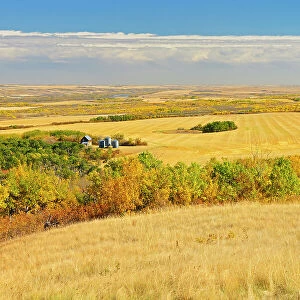 Canadian prairie from a high vantage point Baljennie Saskatchewan, Canada