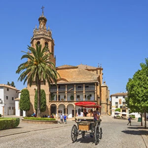 Church Santa Maria la Mayor with carriage, Ronda, Andalusia, Spain