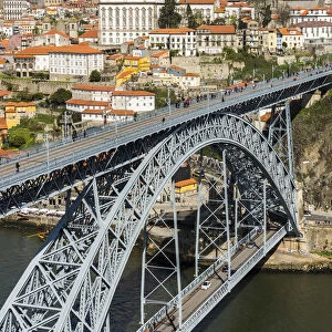 Dom Luis I bridge and city skyline, Porto, Portugal