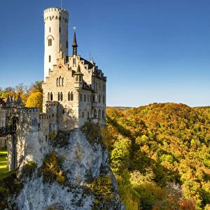 Lichtenstein Castle in Autumn, Baden-Wurttemberg, Germany