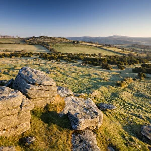 Looking northeast from a granite outcrop at Mel Tor, Dartmoor National Park, Devon