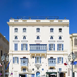 Malta, South Eastern Region, Valletta. The exterior of the Castille Hotel