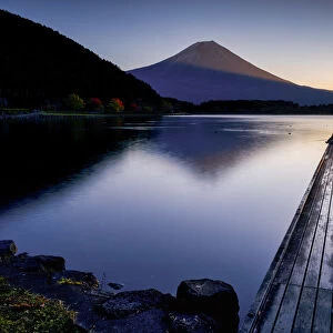 Mt. Fuji & Fisherman at Sunrise, Lake Tanuki, Fujinomiya, Shizouka, Honshu, Japan