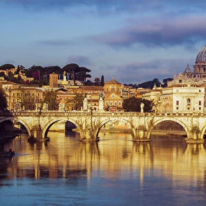 Rome, Lazio, Italy. St. Peters Basilica and Tiber River