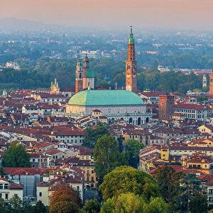 Scenic city skyline at sunset, Vicenza, Veneto, Italy