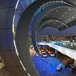 Stylish modern architecture of the 2010 opened Terminal 3 of Dubai International Airport