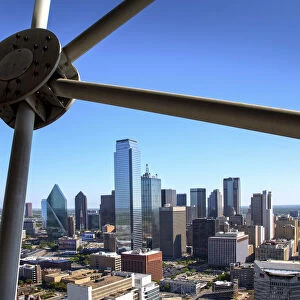 Texas, Dallas, Skyline, Aluminum Struts of Iconic Geodesic Dome Of Reunion Tower