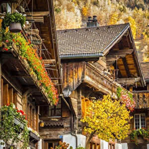 Traditional Swiss wooden chalets, Brienz, Berner Oberland, Switzerland